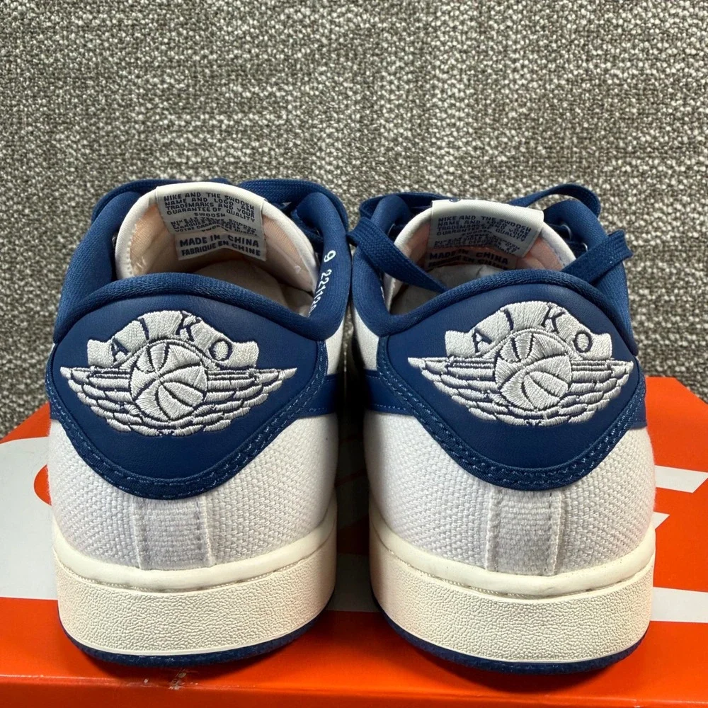 Nike Jordan AJKO 1 Low Sneakers‎ Mens 9 Blue White Canvas Basketball DX4981-103